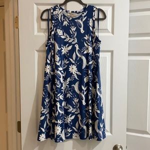 NWT Loft blue/white Floral Swing Dress
